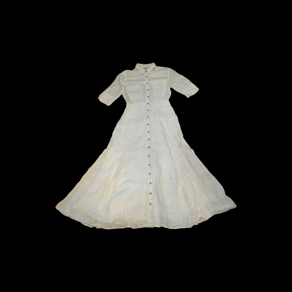 Mara Hoffman Sz 0 Long below the knee midi button up short sleeve dress prairie